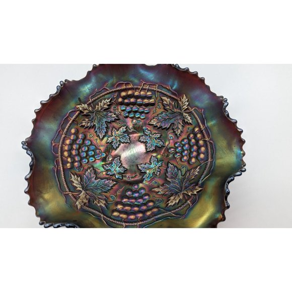 Northwood Iridescent Grape and Cable Plate Carnival Glass Vintage - Picture 11 of 16